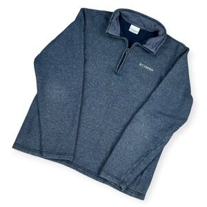 Columbia Men's Blue Textured 1/4 Zip Fleece Pullover Sweatshirt Medium‎